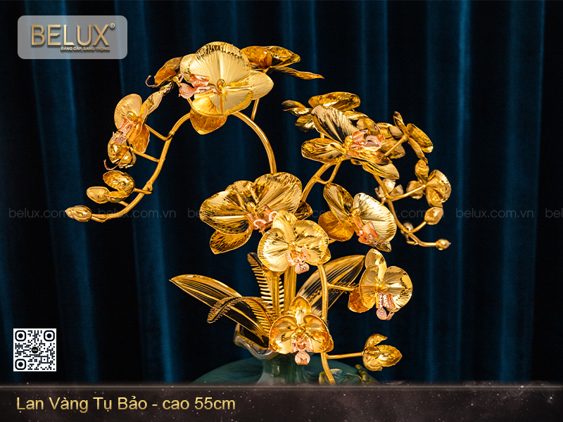 Chậu lan vàng tụ bảo mạ vàng 24k&nbsp;